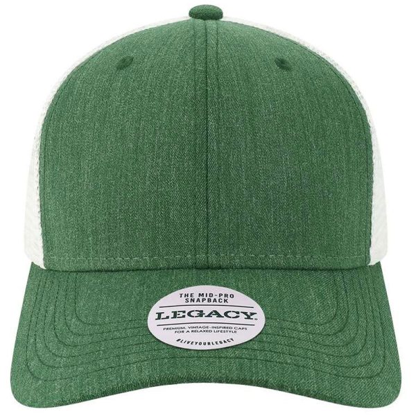Legacy Melange Dark Green White Mid-Pro Snapback Trucker Cap Online now