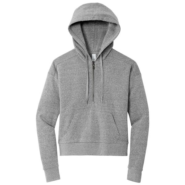 District Women s Grey Frost Perfect Tri Fleece 1 2-Zip Pullover Fashion