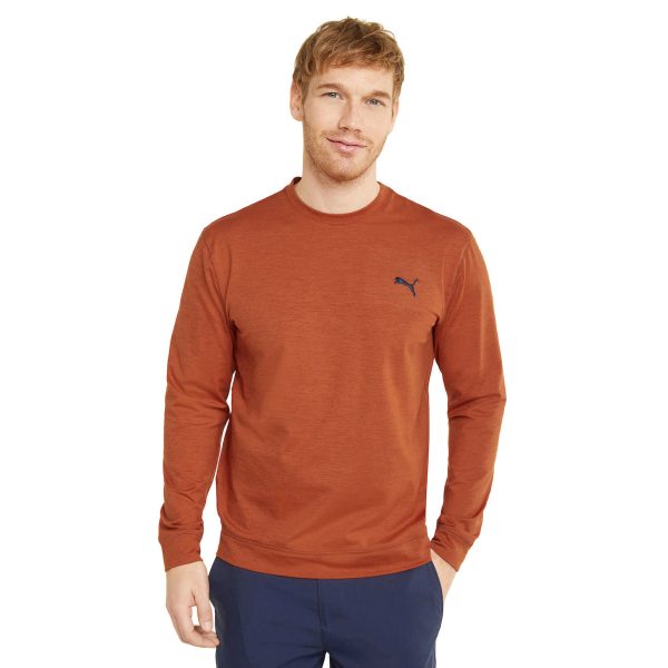 Puma Golf Men s Warm Chestnut Heather Cloudspun Golf Crewneck Discount - Image 3