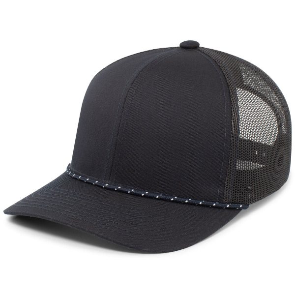 Pacific Headwear Navy Trucker Snapback Braid Cap Online Hot Sale - Image 3