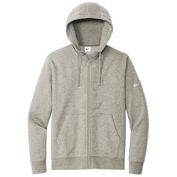 Nike Men s Dark Grey Heather Club Fleece Sleeve Swoosh Full-Zip Hoodie For Discount