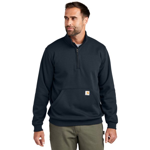 Carhartt Men s New Navy Midweight 1 4-Zip Mock Neck Sweatshirt on Sale - Image 3